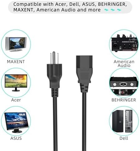 6ft/1.8m UL Listed AC Power Cord Outlet Plug Cable for Preco...