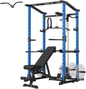 ER KANG Power Cage with Weight Bench, 1200LBS Power Rack wit...