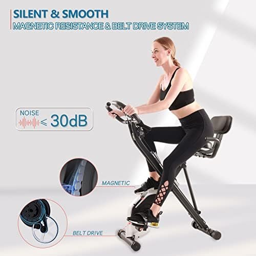 Foldable Fitness Exercise Bike, Magnetic Folding Indoor Exer...