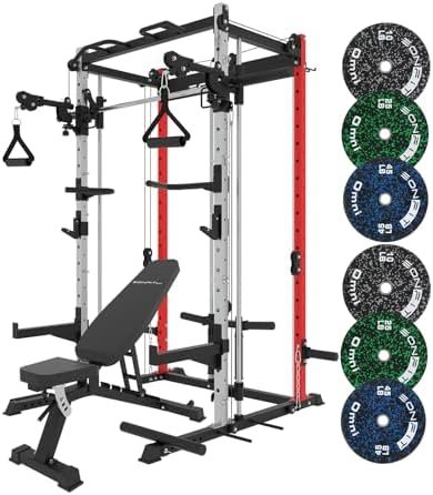 Smith Machine Home Gym, Squat Rack Power Cage Rack with Smit...