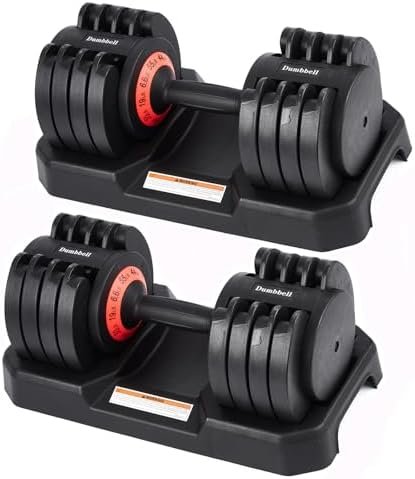 Adjustable Dumbbell Set 25/55LB Dumbbell Weights, Free Weigh...