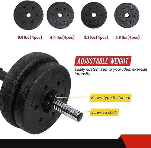 66 lbs Adjustable Dumbbell Sets 2 in 1 Free Weights Dumbbell...