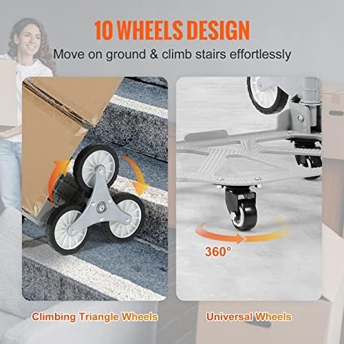 VEVOR Stair Climbing Cart, 220 lbs Load Capacity, Foldable H...