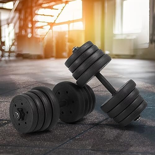 66 lbs Adjustable Dumbbell Sets 2 in 1 Free Weights Dumbbell...