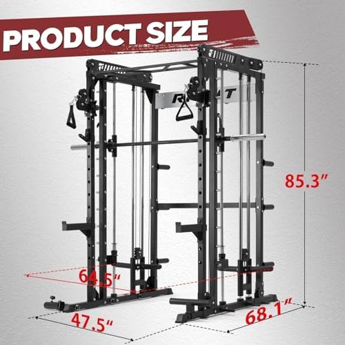 RitFit M1 Smith Machine with Cable Crossover System, Multi-F...