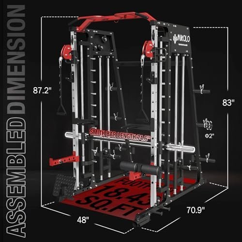 Mikolo Smith Machine, 2200lbs Squat Rack with LAT-Pull Down ...