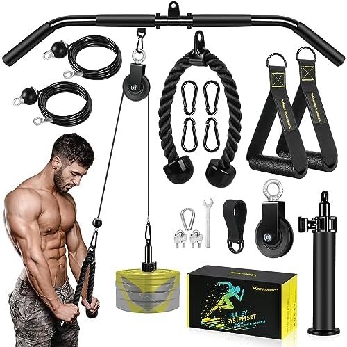 Fitness LAT and Lift Pulley System Gym - Upgraded LAT Pull D...