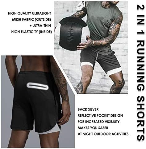 Leidowei Men's 2 in 1 Workout Running Shorts Lightweight Tra...