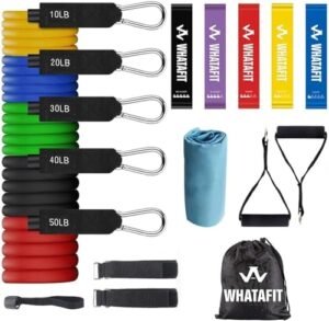WHATAFIT Resistance Bands Set, Exercise Bands with Door Anch...