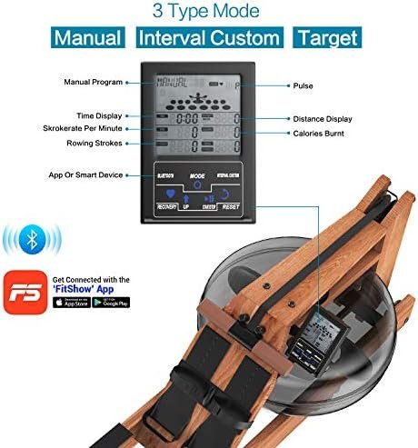 Rowing Machine for Home Use,Water Resistance Natural Red Wal...