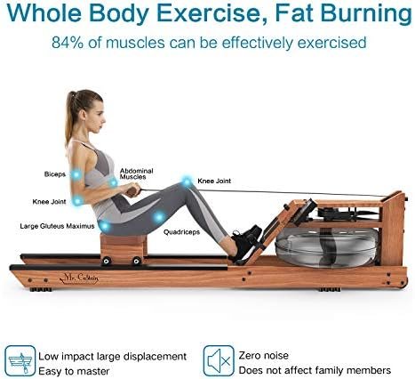 Rowing Machine for Home Use,Water Resistance Natural Red Wal...