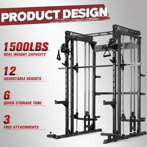 RitFit M1 Smith Machine with Cable Crossover System, Multi-F...