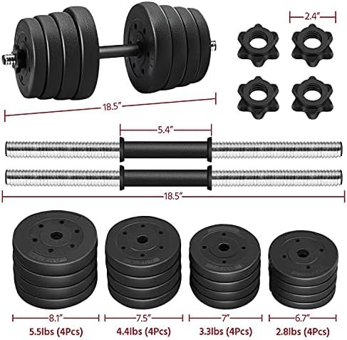 Yaheetech 66LB Adjustable Exercise & Fitness Dumbbells Set D...