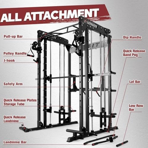RitFit M1 Smith Machine with Cable Crossover System, Multi-F...