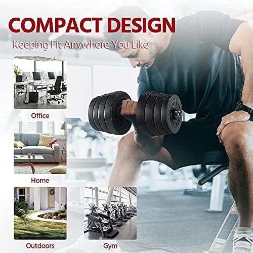 Yaheetech 66LB Adjustable Exercise & Fitness Dumbbells Set D...