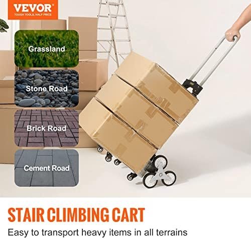VEVOR Stair Climbing Cart, 220 lbs Load Capacity, Foldable H...