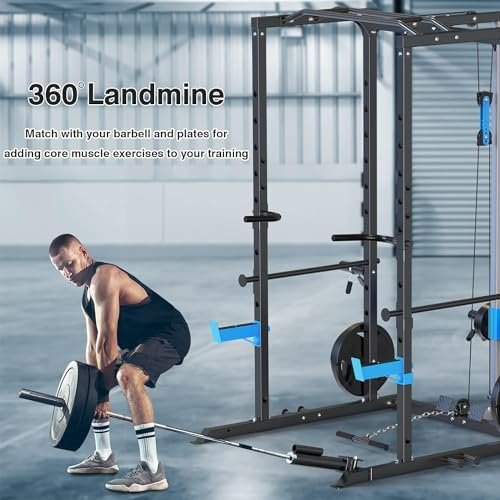Power Cage with Lat Pulldown Multi-Functional Squat Rack and...