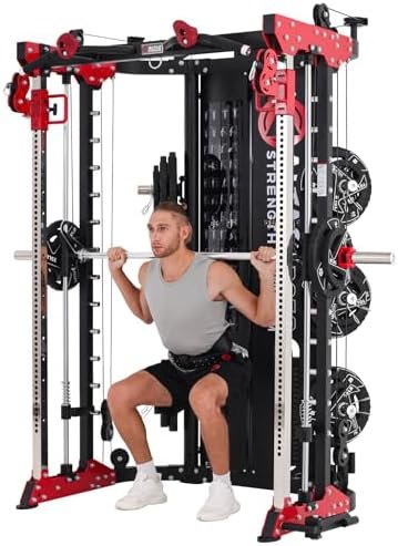 Altas Strength Home Gym Smith Machine with Pulley System Gym...