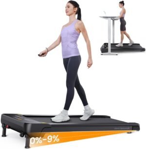 UREVO Walking Pad with Auto Incline, 9% Incline Under Desk T...