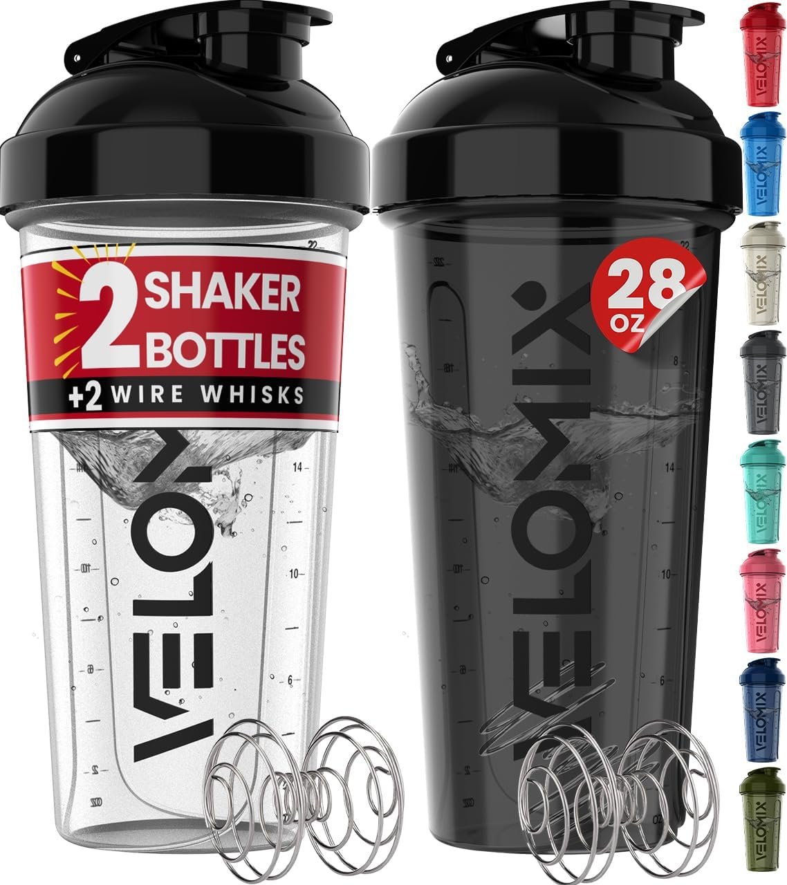 Power Up Your Protein: VELOMIX 28 oz Shaker Bottles Reviewed!